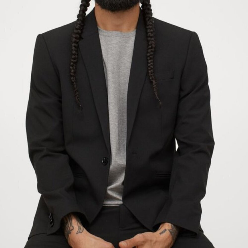 ASOS Single Breasted Suit Jacket Classic Black Blazer Size 38R